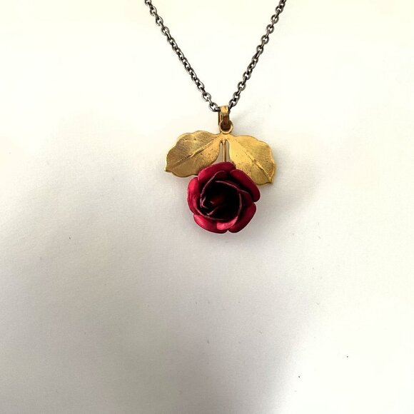 RED ROSE NECKLACE VINTAGE - Picture 8 of 8